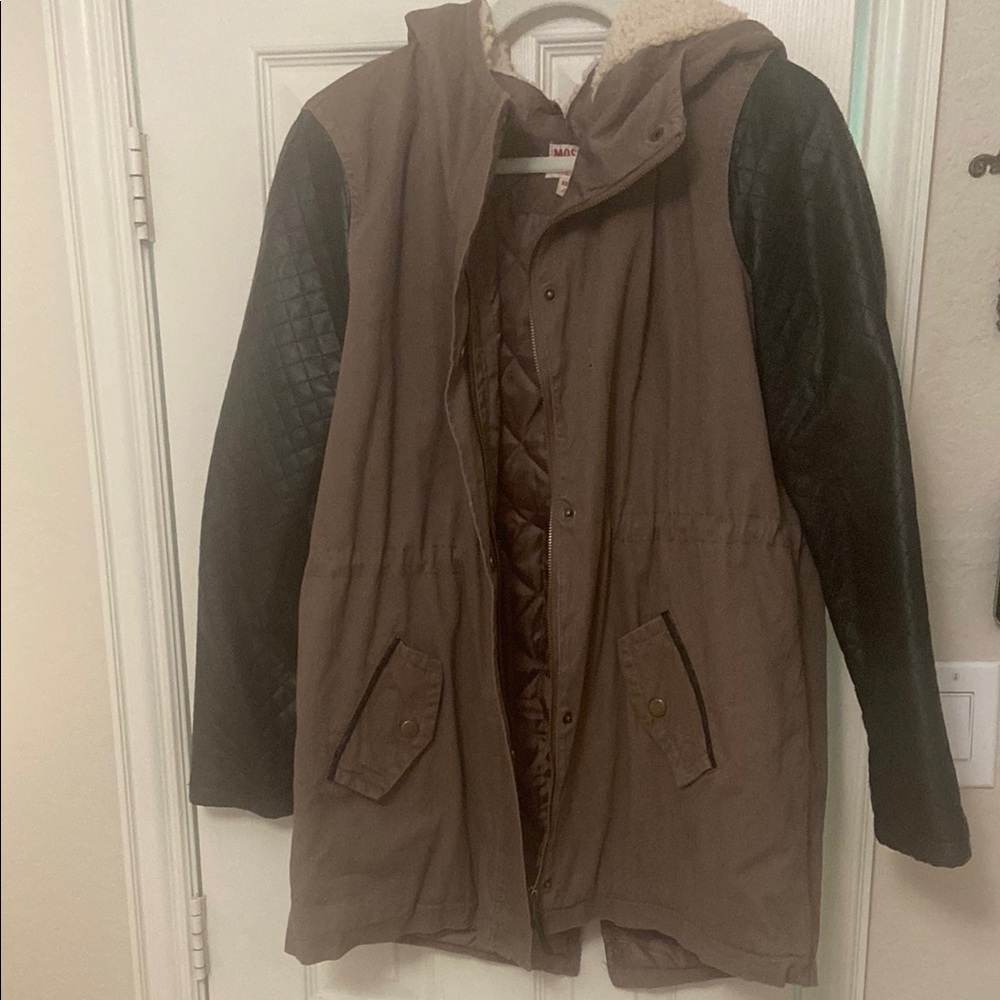 Mossimo Brown and Black Hooded Coat